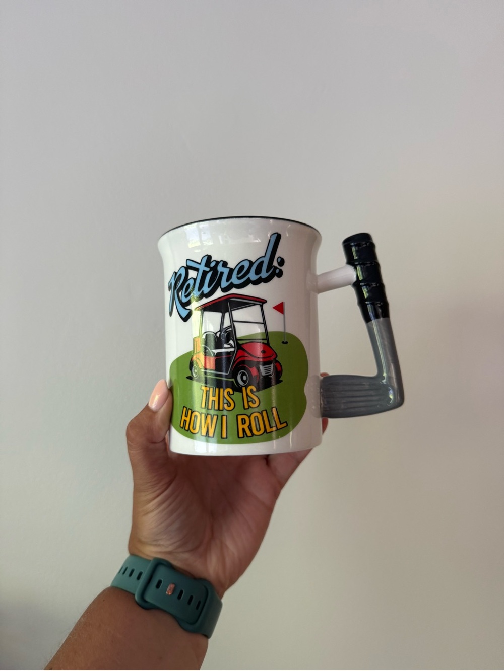 Retired: Golf Cart Novelty Mug with Golf Club Handle